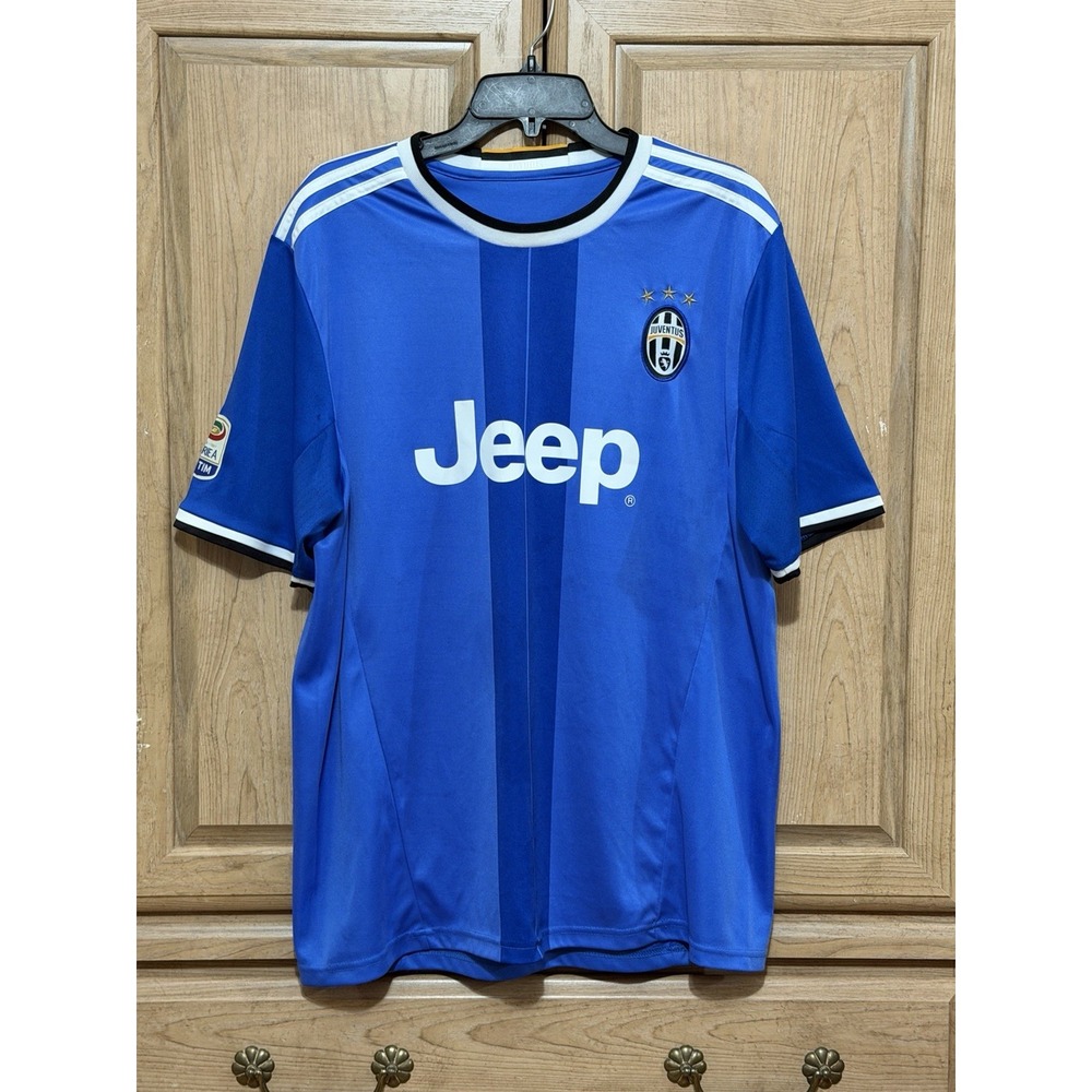 Juventus Lega Serie A TIM League 2016-2017 Jersey Away Shirt Mens Sz L Blue Jeep